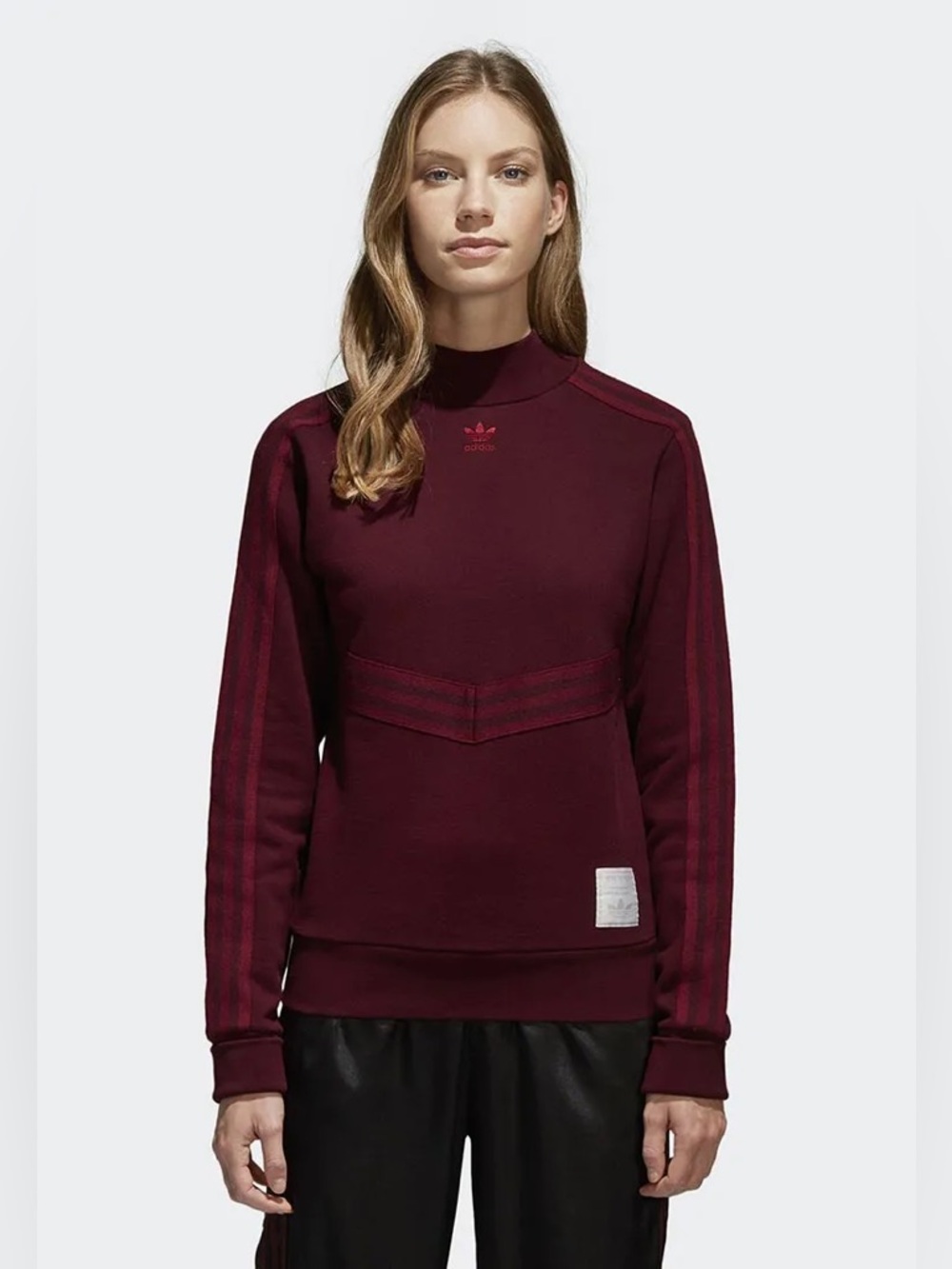 Adidas Originals Size M Adibreak High Neck Sweatshirt - Maroon - Picture 2 of 8